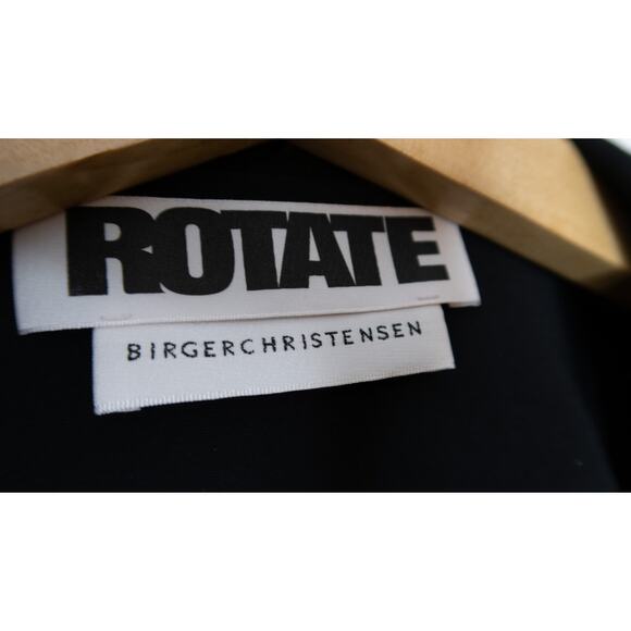 ROTATE BIRGER CHRISTENSEN Black Padded Shoulder Lace Trim Mini Dress 34/US 4 - Picture 10 of 11